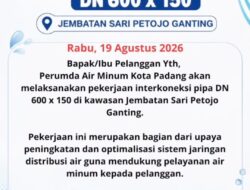 Perumda Air Minum Padang Benahi Jaringan di Ganting, Aliran Air Berpotensi Terganggu